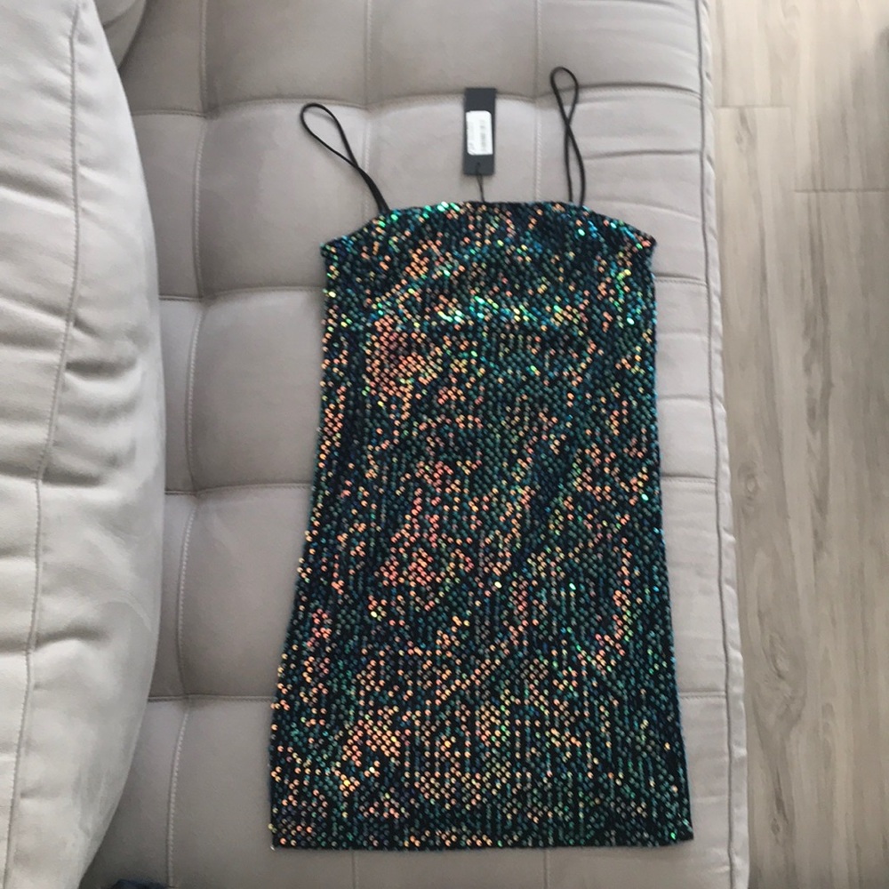 Blue and black sequin dress